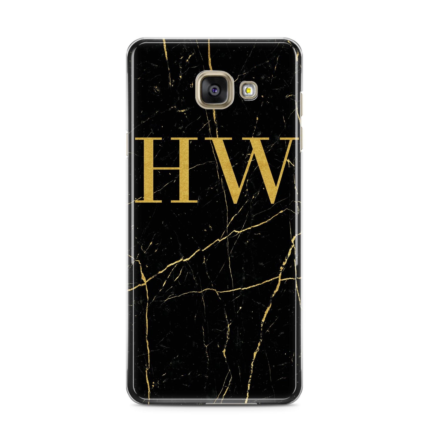 Gold Marble Monogram Personalised Samsung Galaxy A3 2016 Case on gold phone