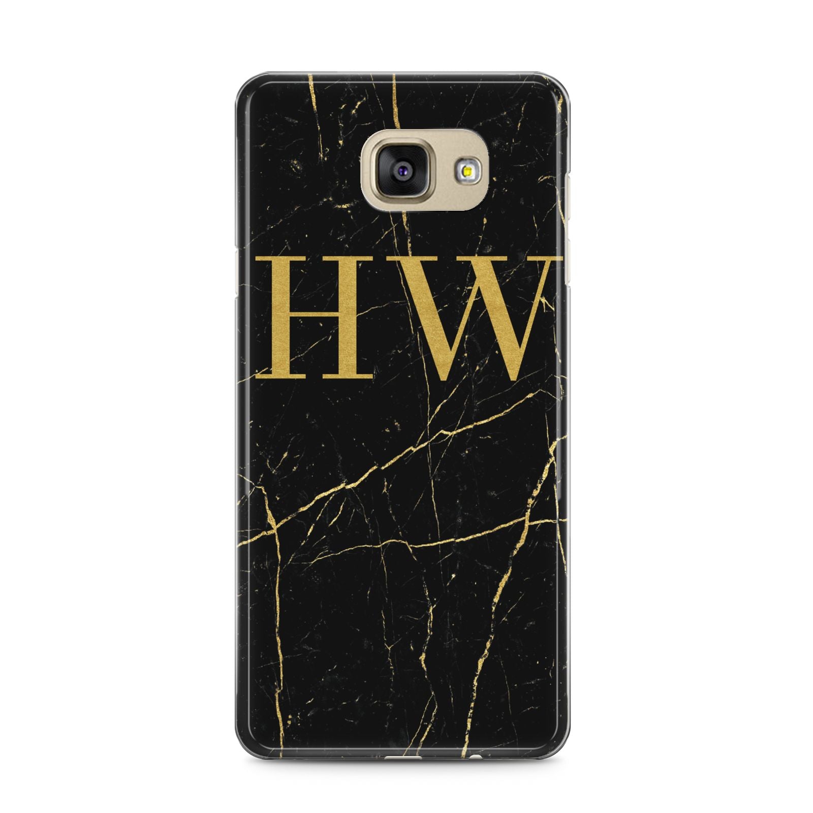 Gold Marble Monogram Personalised Samsung Galaxy A5 2016 Case on gold phone