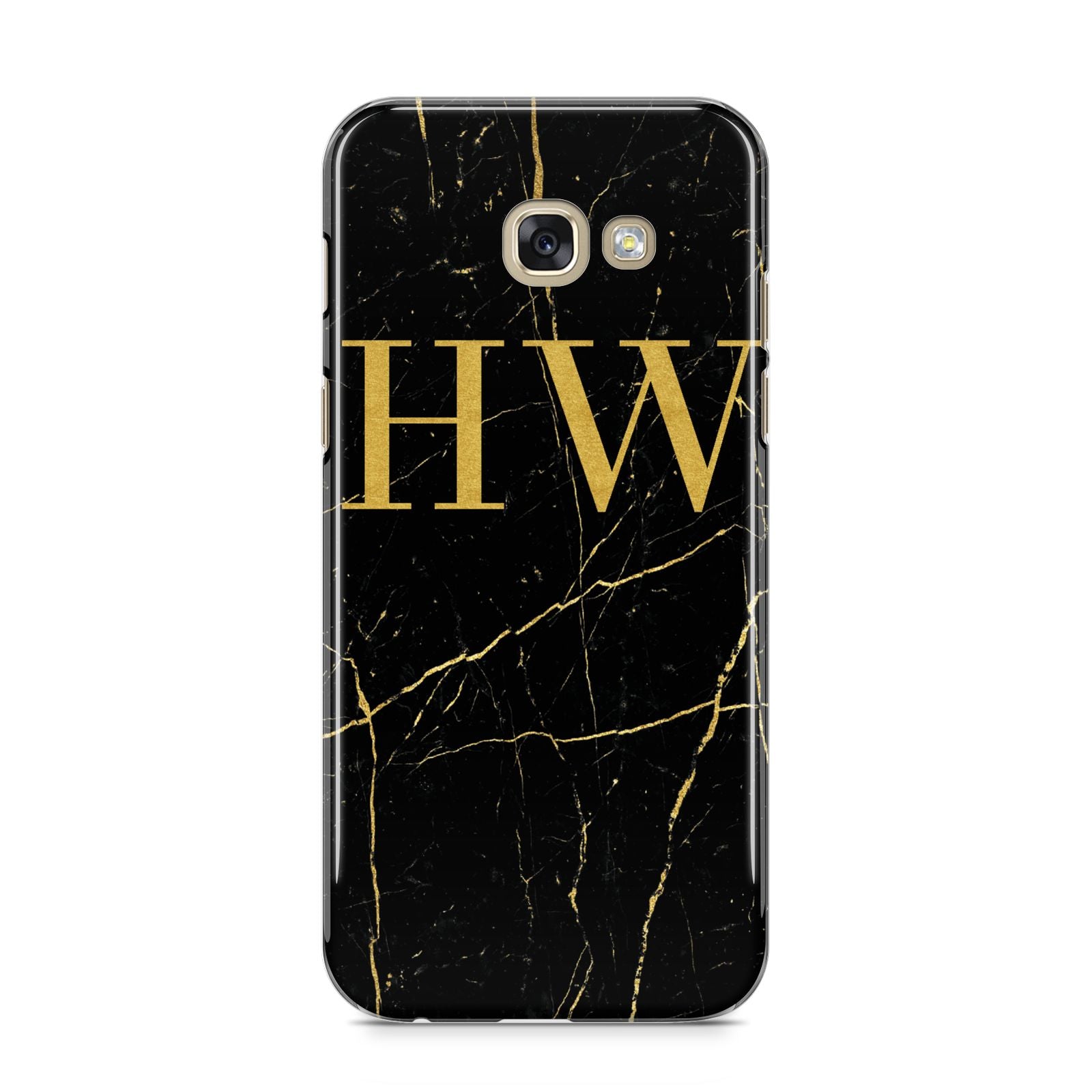 Gold Marble Monogram Personalised Samsung Galaxy A5 2017 Case on gold phone