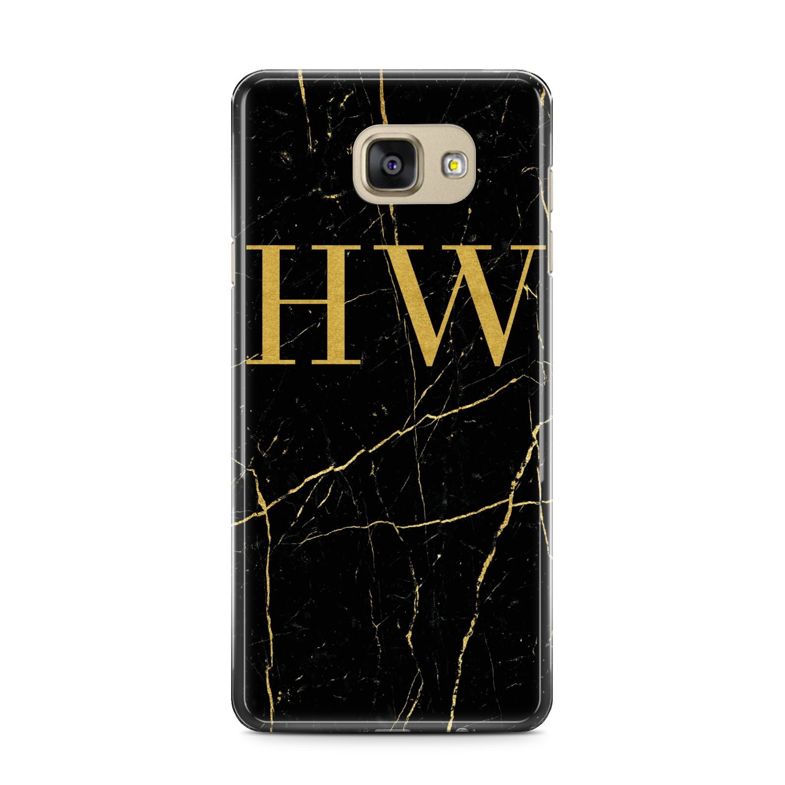 Gold Marble Monogram Personalised Samsung Galaxy A7 2016 Case on gold phone