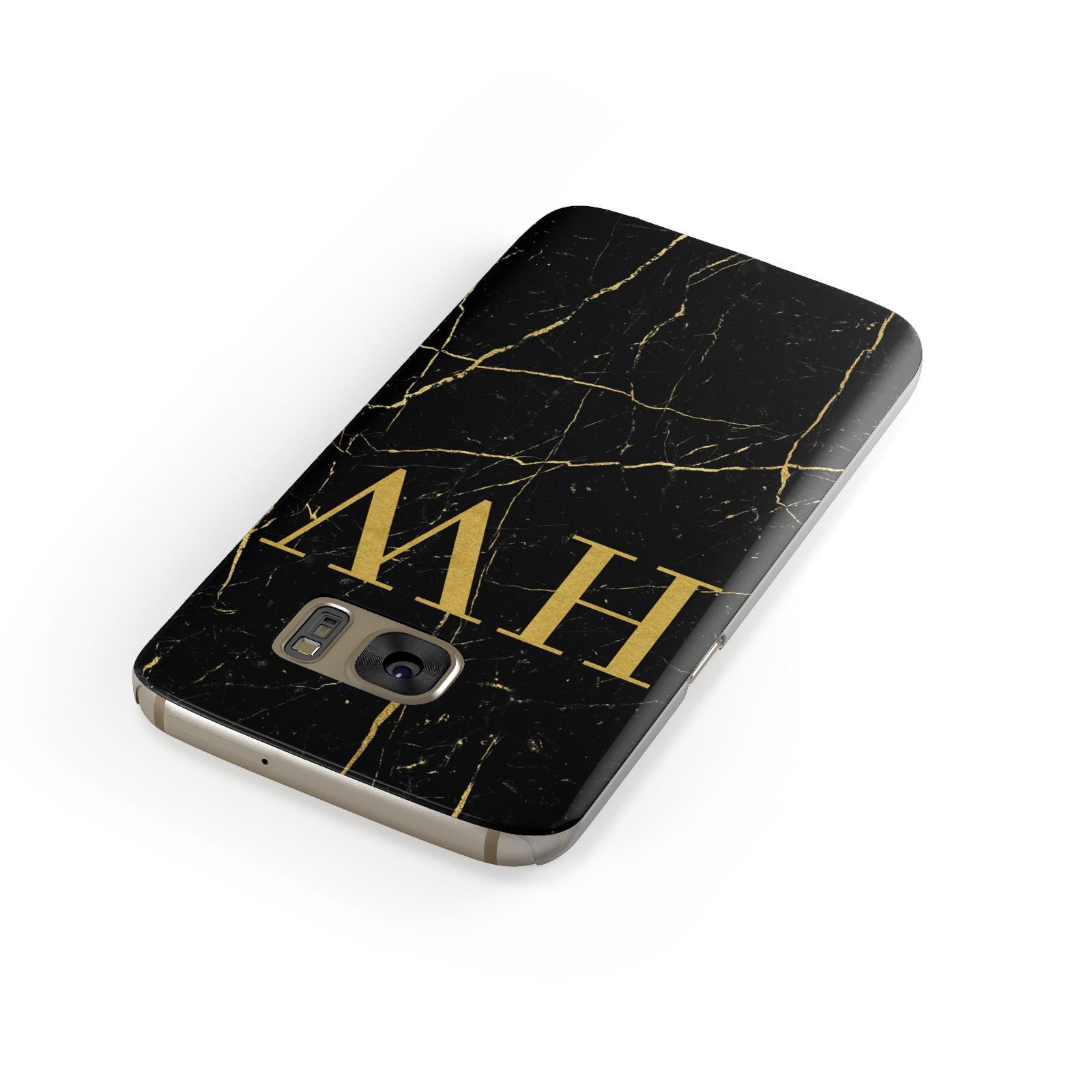 Gold Marble Monogram Personalised Samsung Galaxy Case Front Close Up