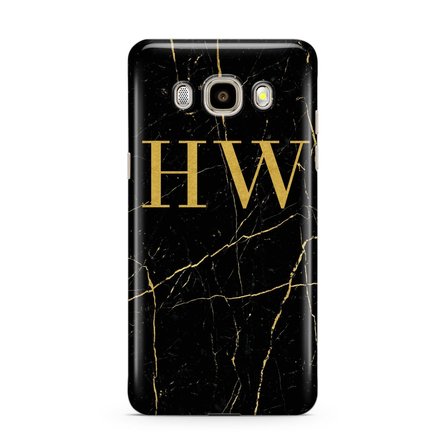 Gold Marble Monogram Personalised Samsung Galaxy J7 2016 Case on gold phone