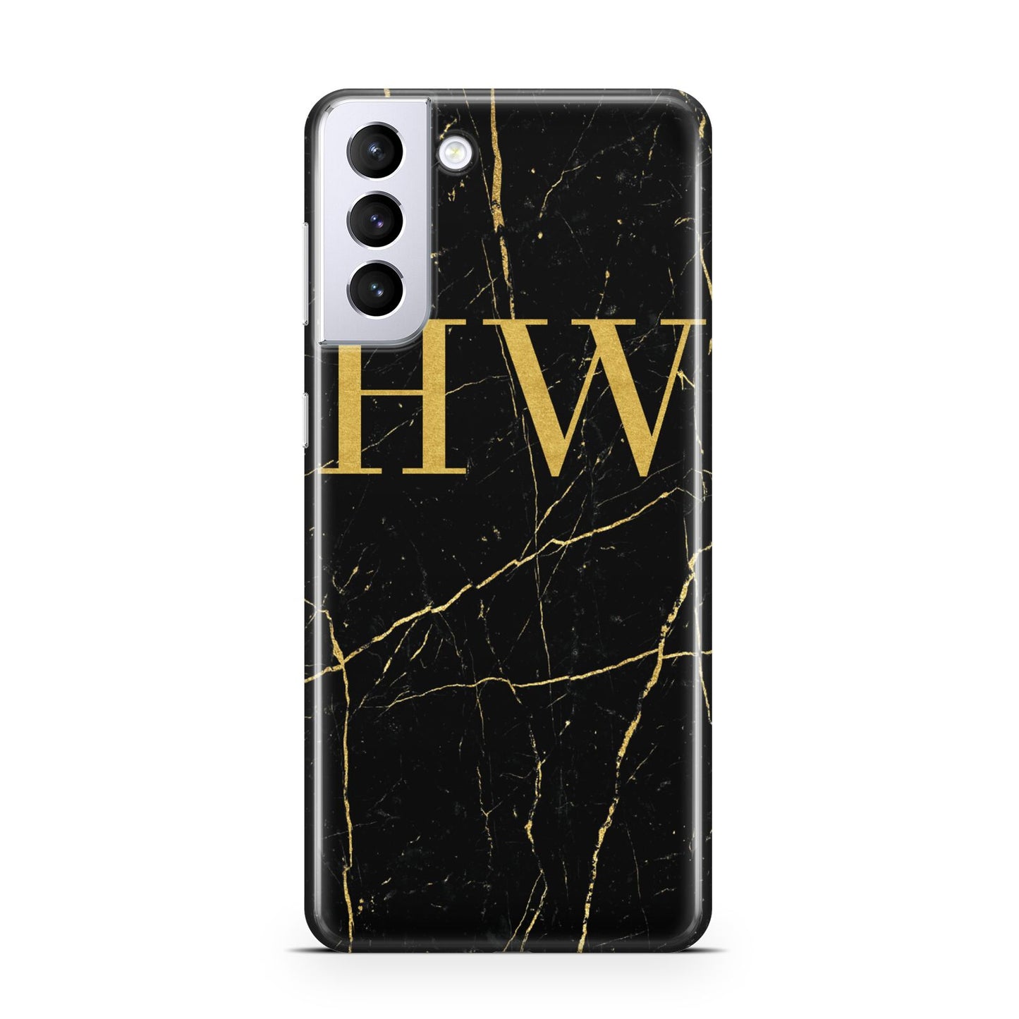 Gold Marble Monogram Personalised Samsung S21 Plus Case