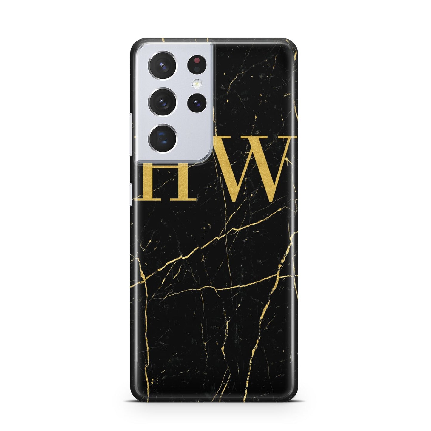 Gold Marble Monogram Personalised Samsung S21 Ultra Case