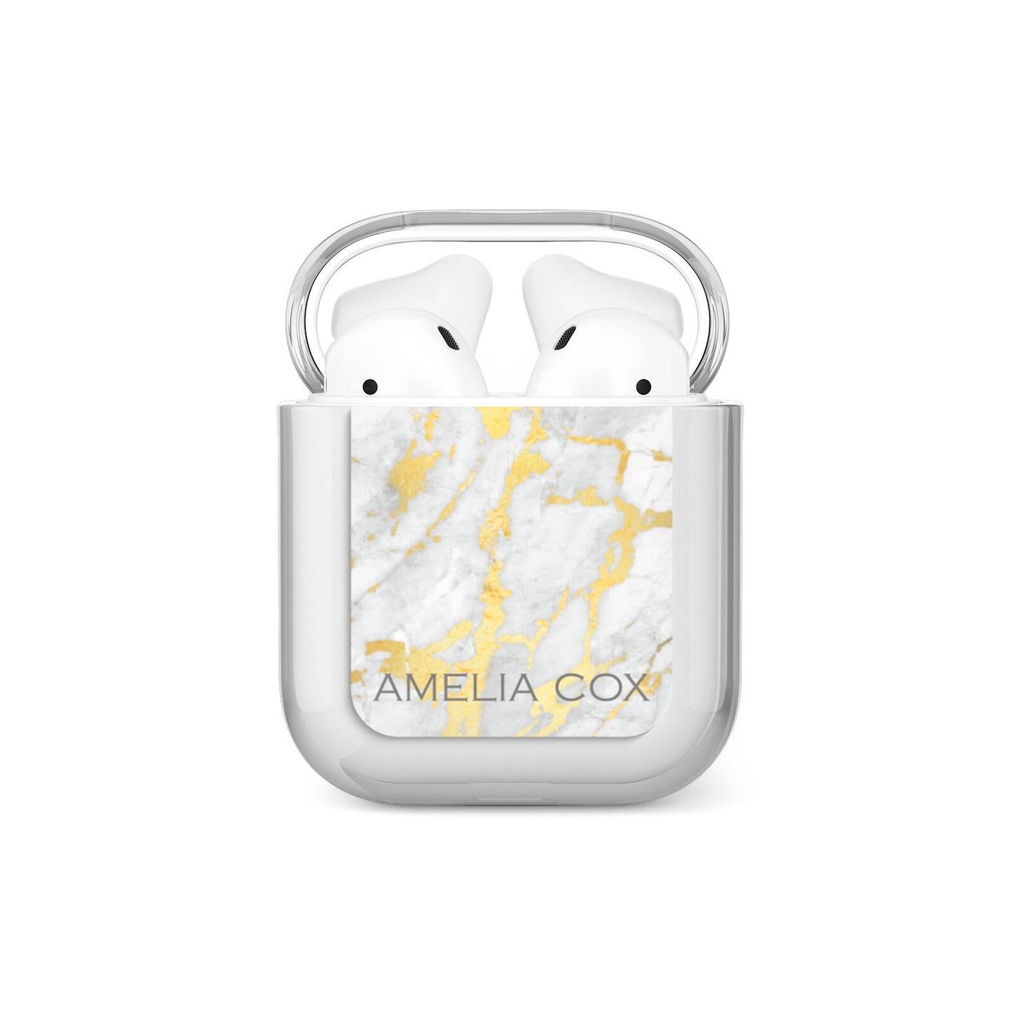 Gold Marble Name Personalised AirPods Case