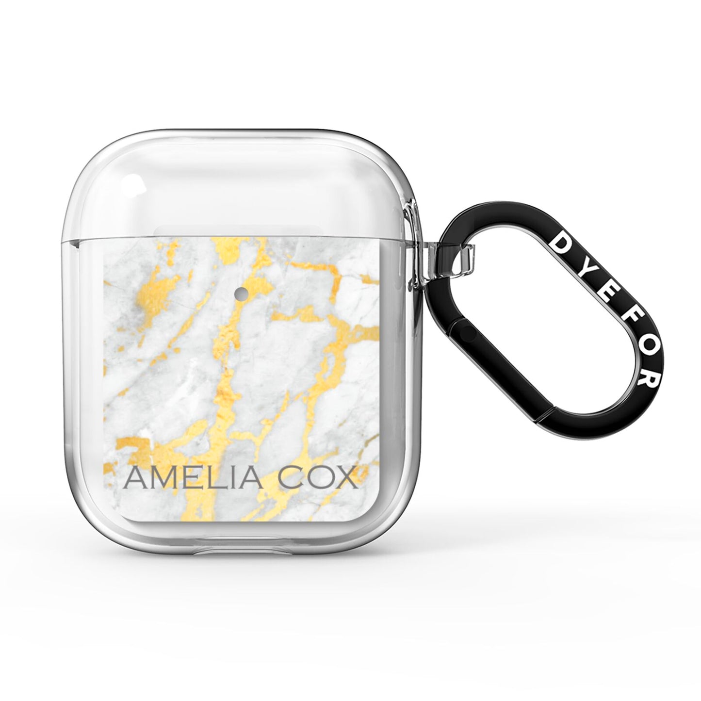 Gold Marble Name Personalised AirPods Clear Case