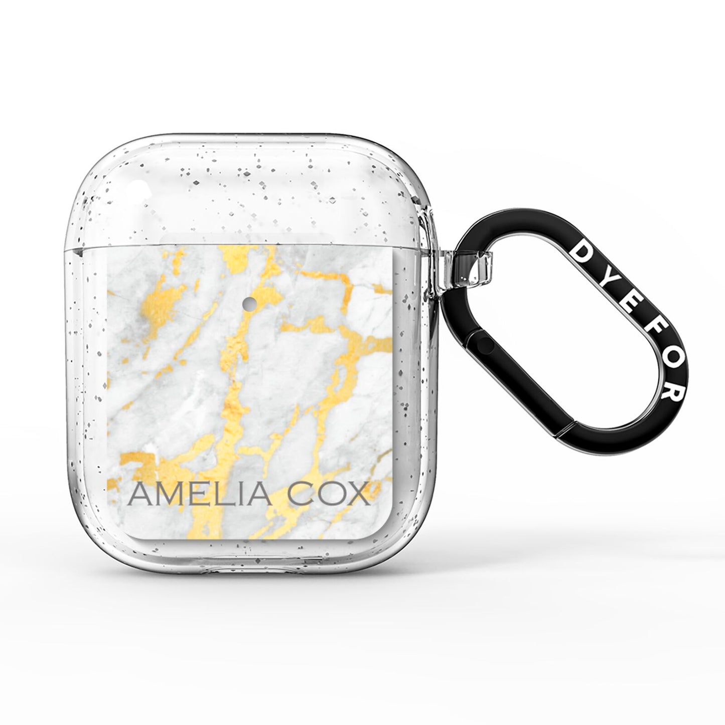 Gold Marble Name Personalised AirPods Glitter Case