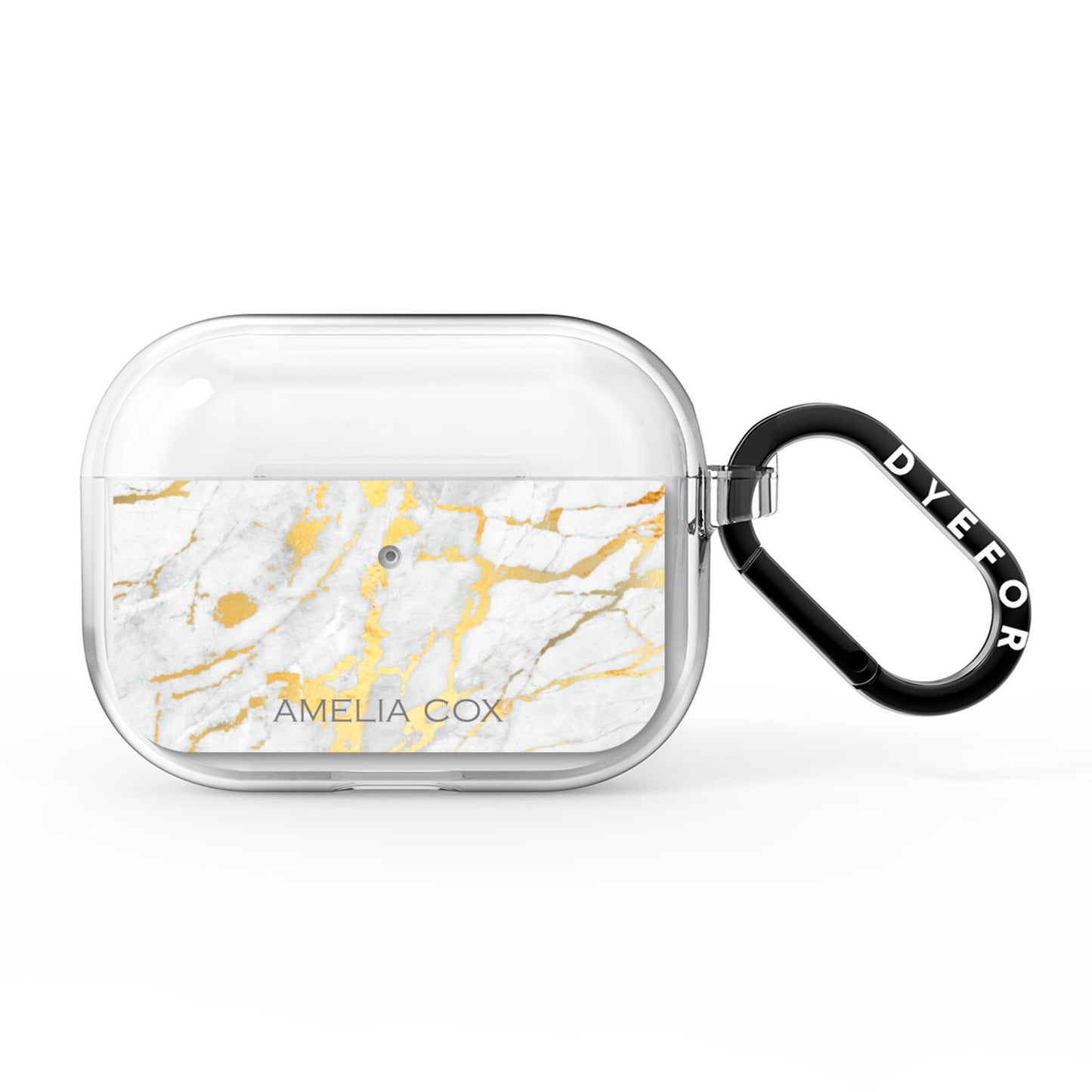 Gold Marble Name Personalised AirPods Pro Clear Case