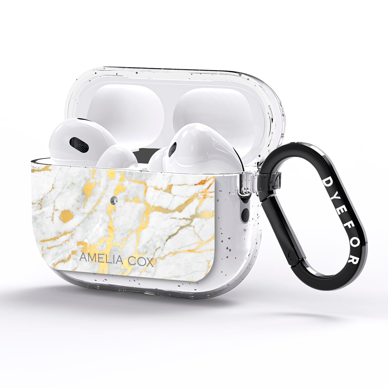 Gold Marble Name Personalised AirPods Pro Glitter Case Side Image