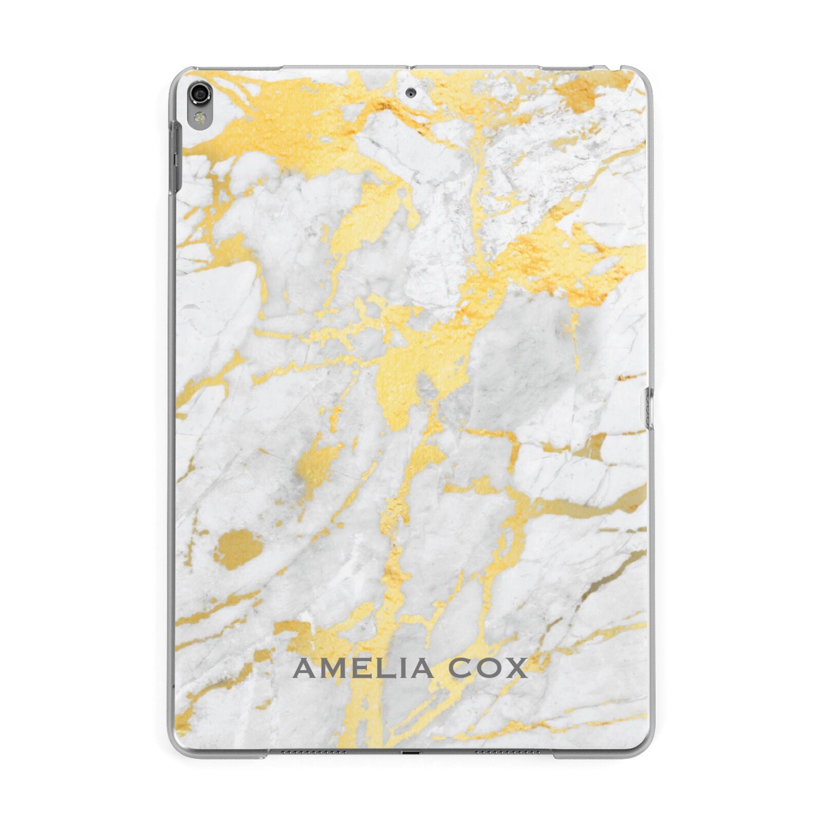 Gold Marble Name Personalised Apple iPad Grey Case