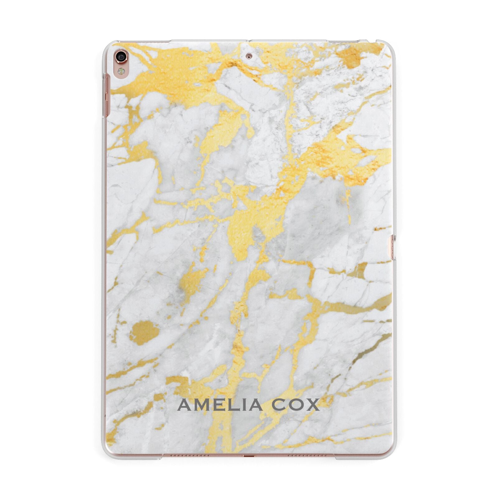 Gold Marble Name Personalised Apple iPad Rose Gold Case