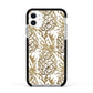 Gold Pineapple Fruit Apple iPhone 11 in White with Black Impact Case