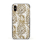 Gold Pineapple Fruit Apple iPhone Xs Impact Case Black Edge on Gold Phone