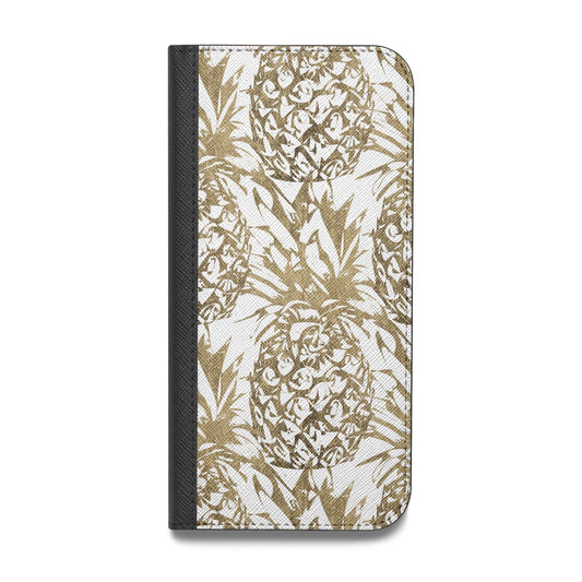 Gold Pineapple Fruit Vegan Leather Flip Samsung Case