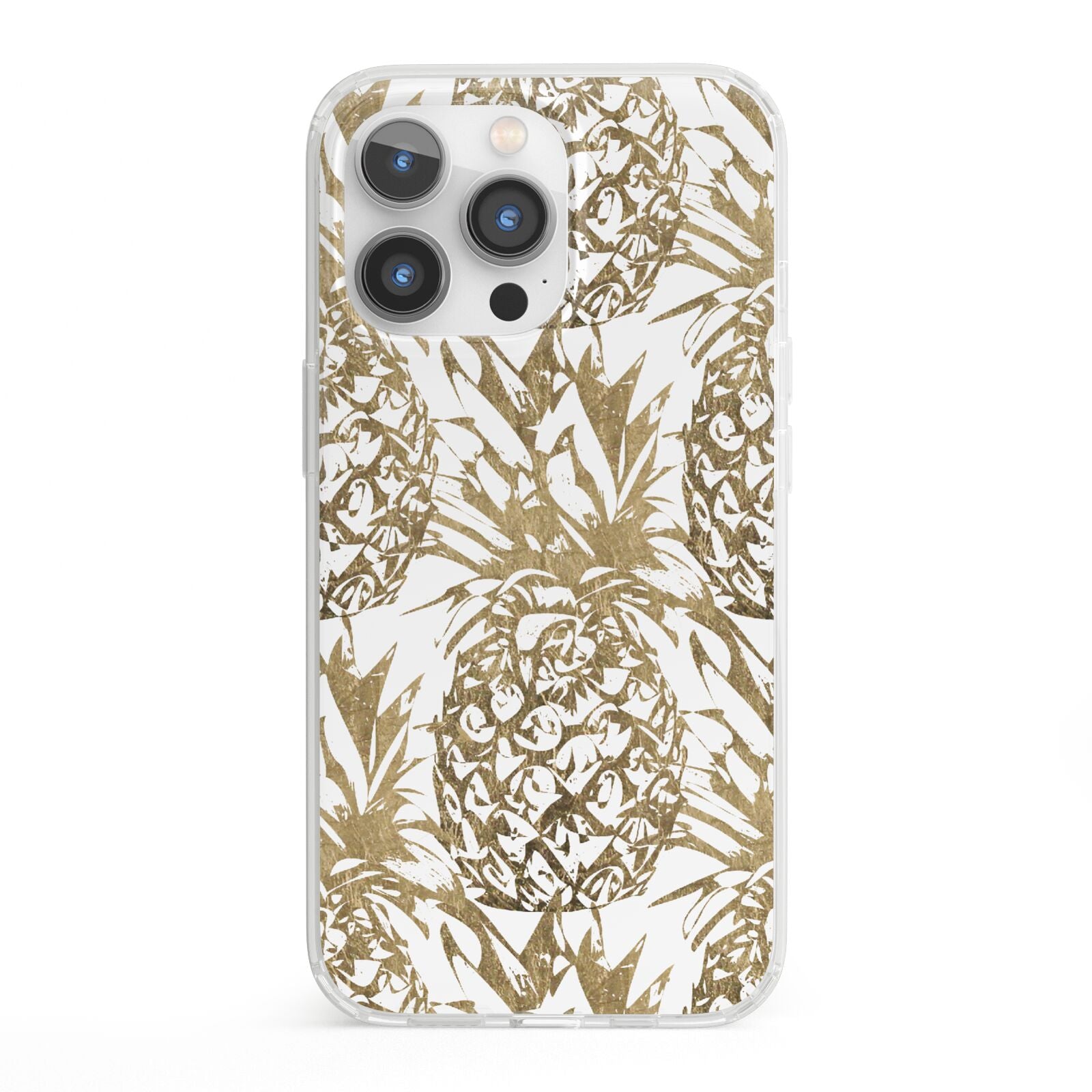 Gold Pineapple Fruit iPhone 13 Pro Clear Bumper Case