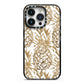 Gold Pineapple Fruit iPhone 14 Pro Black Impact Case on Silver phone