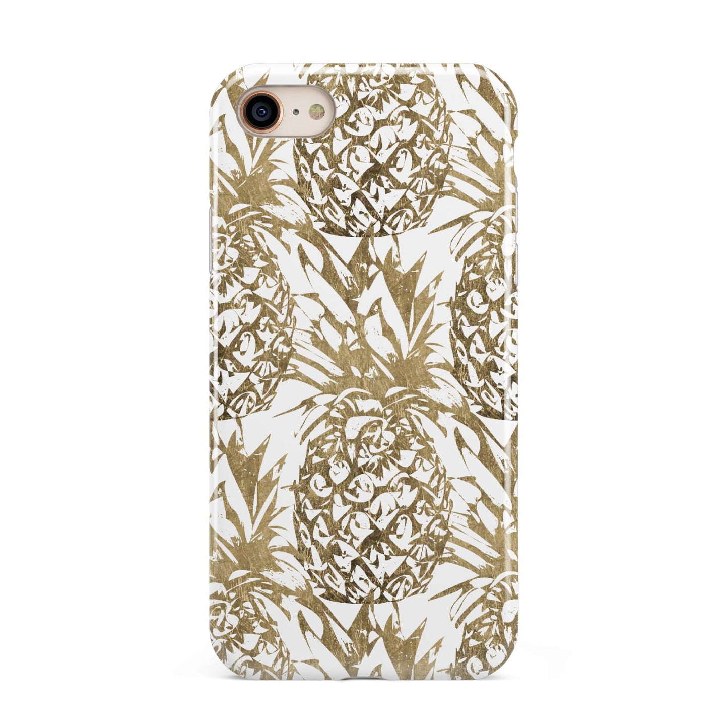 Gold Pineapple Fruit iPhone 8 3D Tough Case on Gold Phone