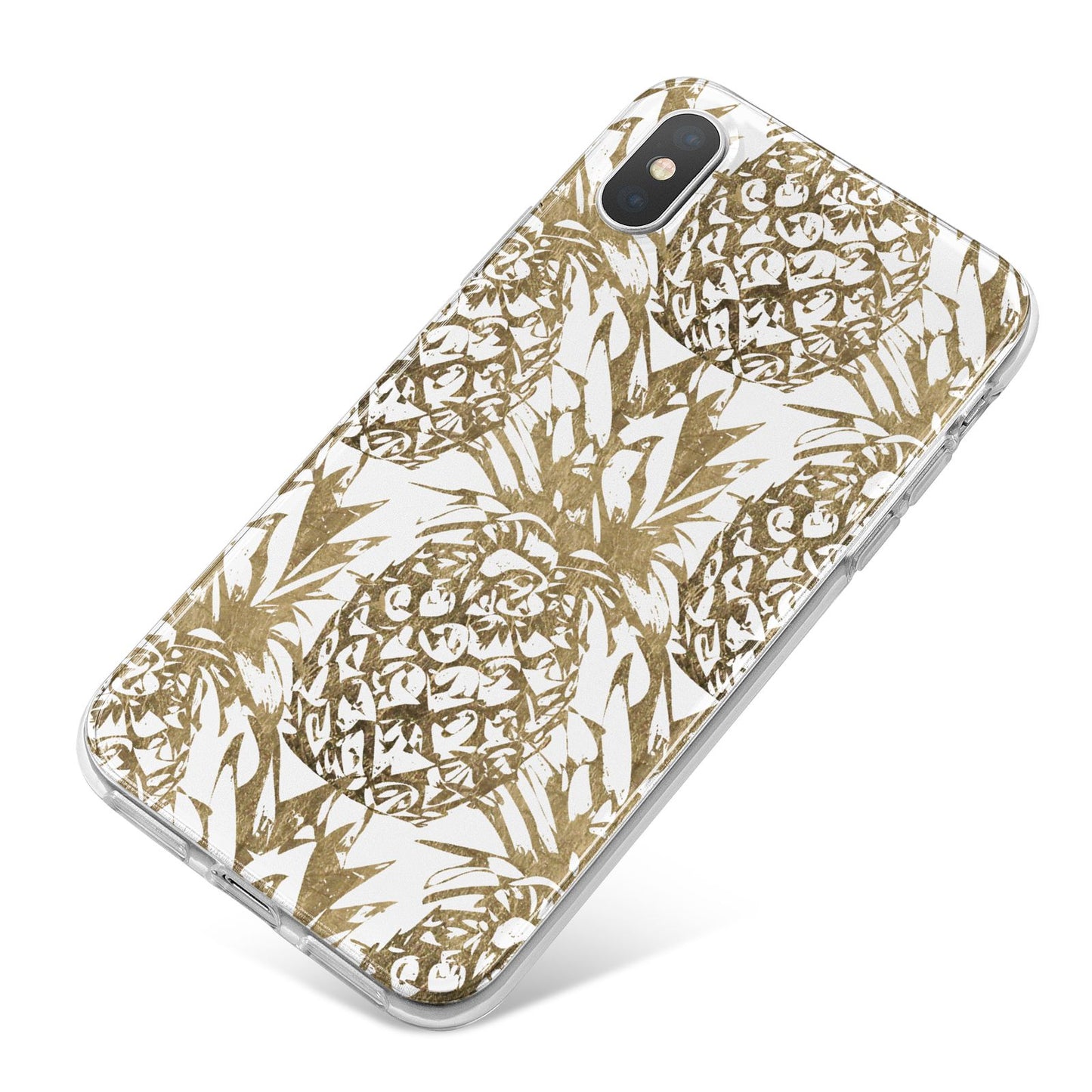 Gold Pineapple Fruit iPhone X Bumper Case on Silver iPhone