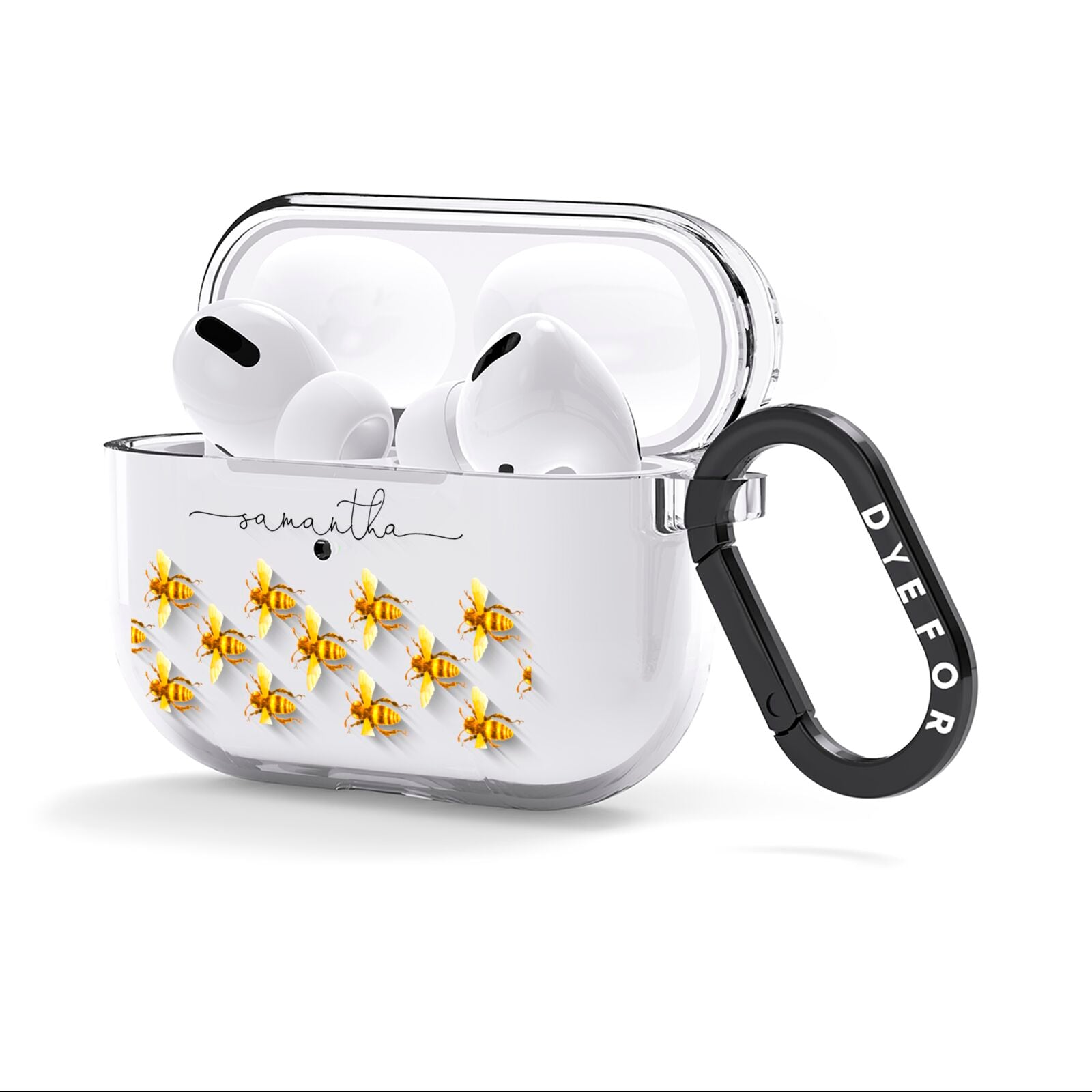 Golden Bees Personalised Name AirPods Clear Case 3rd Gen Side Image