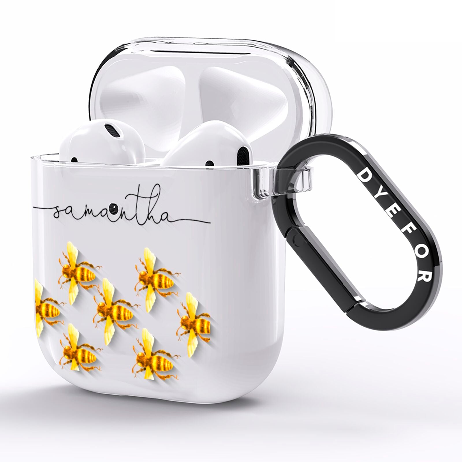 Golden Bees Personalised Name AirPods Clear Case Side Image