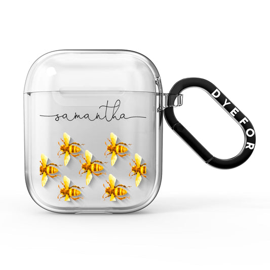 Golden Bees Personalised Name AirPods Clear Case