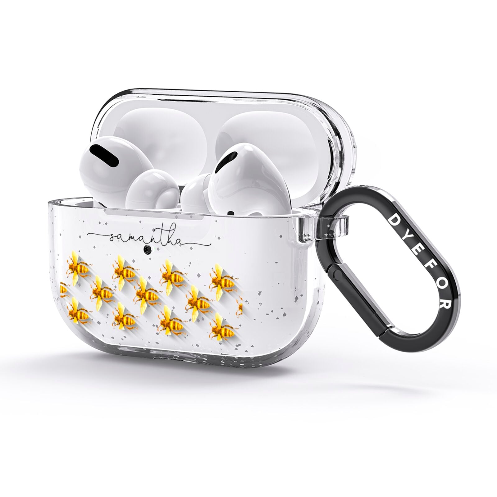 Golden Bees Personalised Name AirPods Glitter Case 3rd Gen Side Image