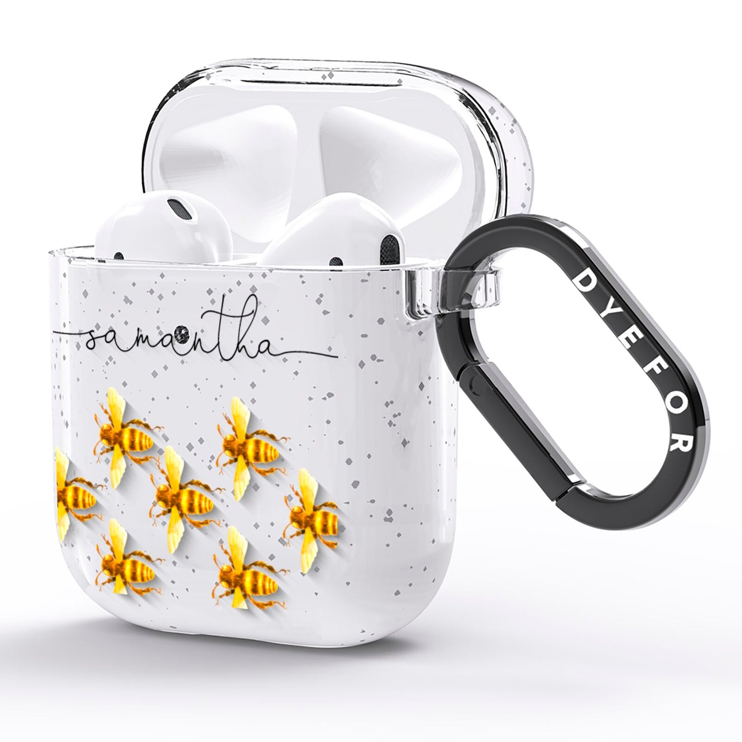 Golden Bees Personalised Name AirPods Glitter Case Side Image