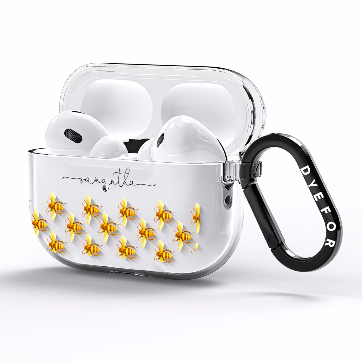 Golden Bees Personalised Name AirPods Pro Clear Case Side Image