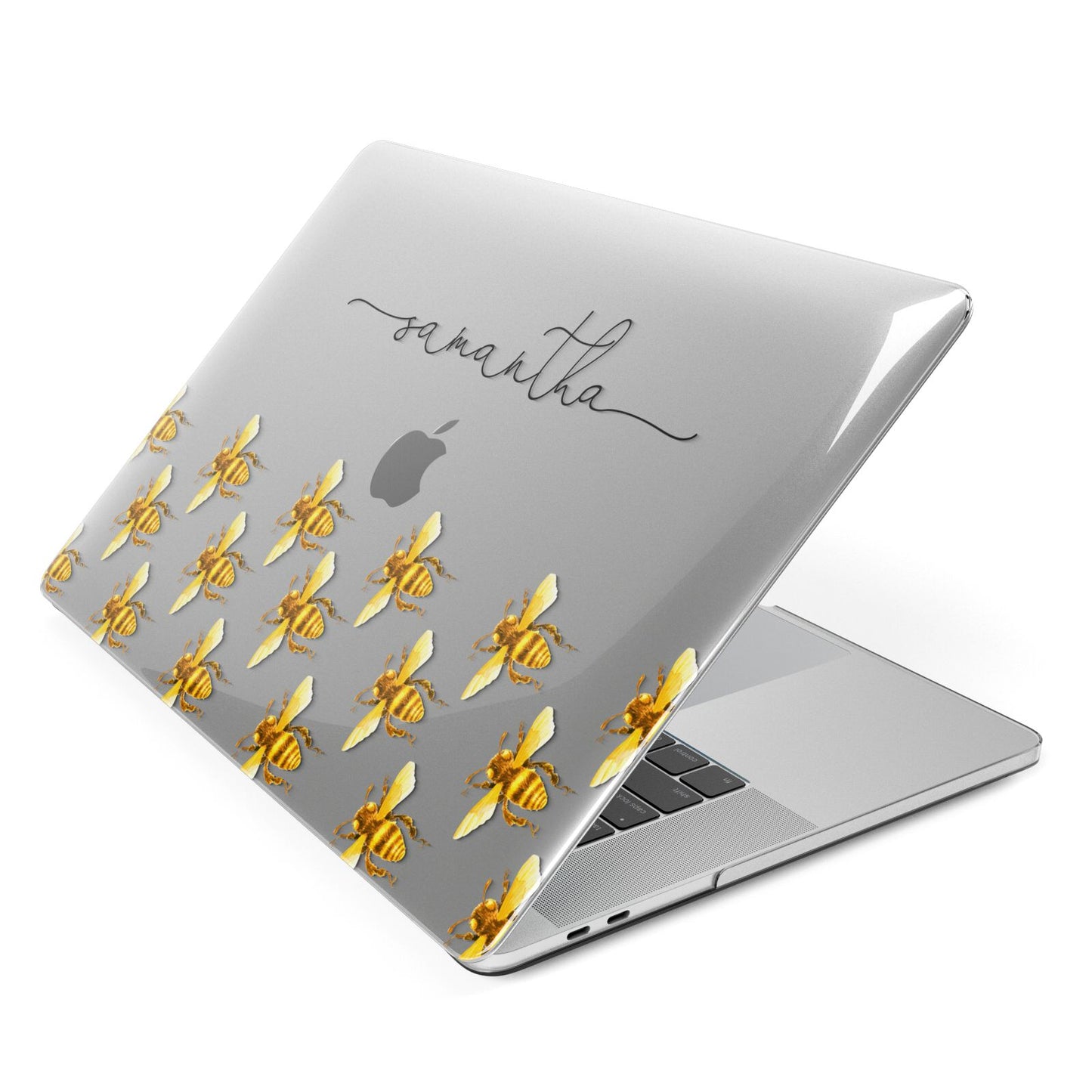 Golden Bees Personalised Name Apple MacBook Case Side View