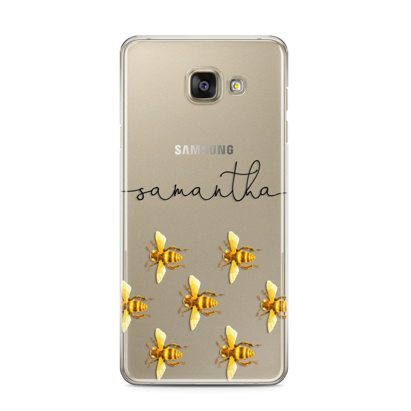 Golden Bees Personalised Name Samsung Galaxy A3 2016 Case on gold phone