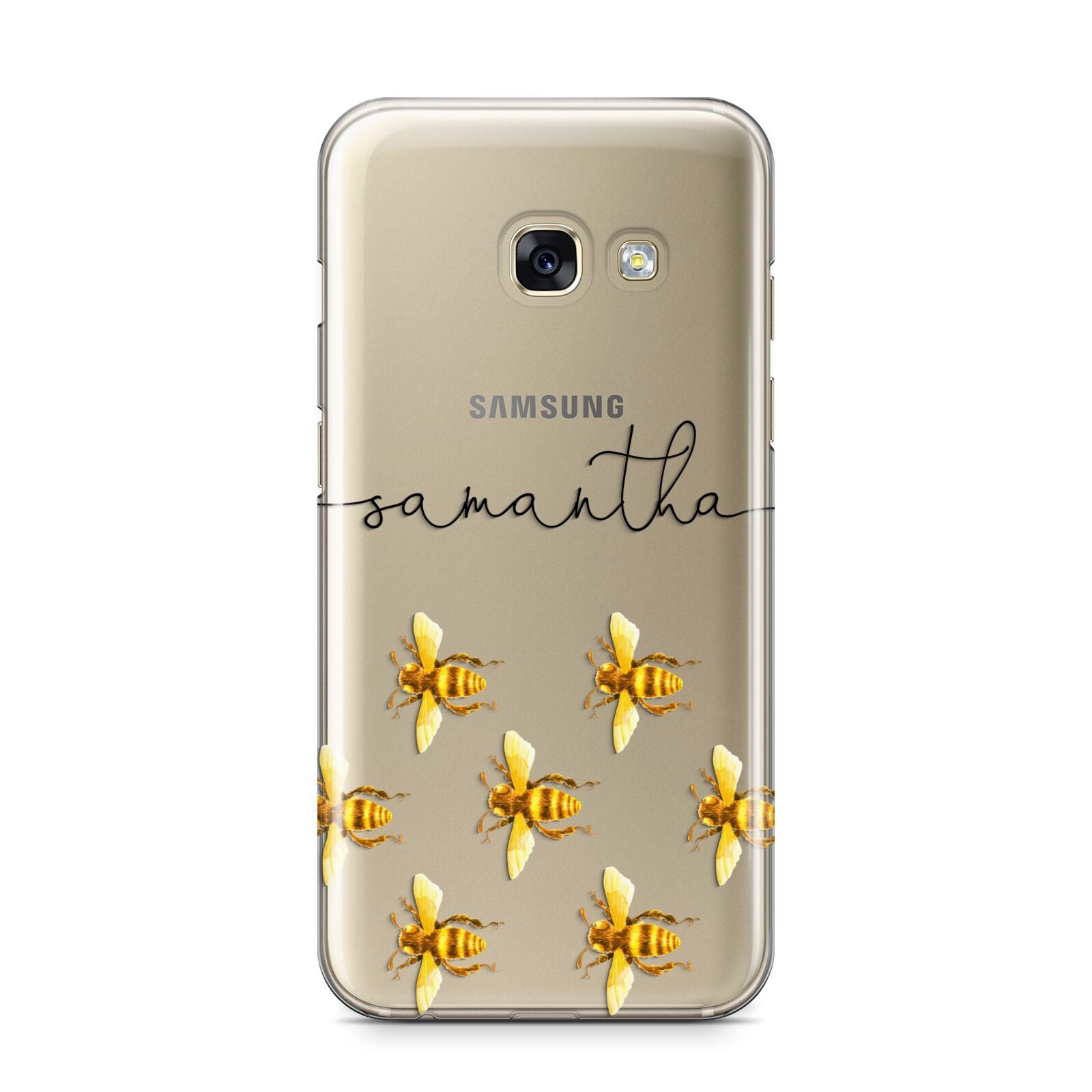 Golden Bees Personalised Name Samsung Galaxy A3 2017 Case on gold phone