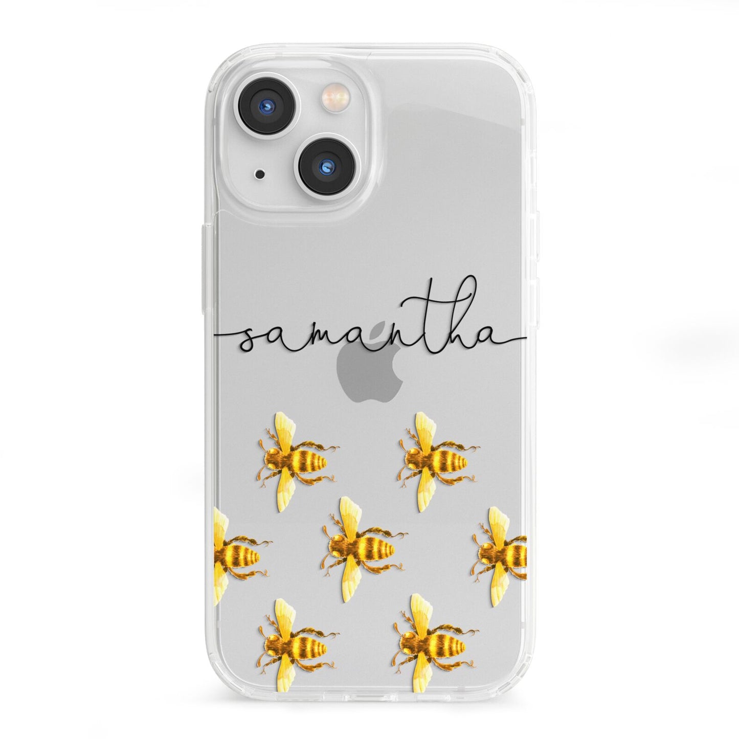 Golden Bees Personalised Name iPhone 13 Mini Clear Bumper Case