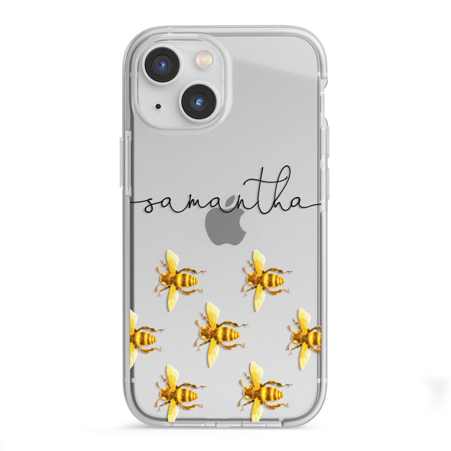 Golden Bees Personalised Name iPhone 13 Mini TPU Impact Case with White Edges