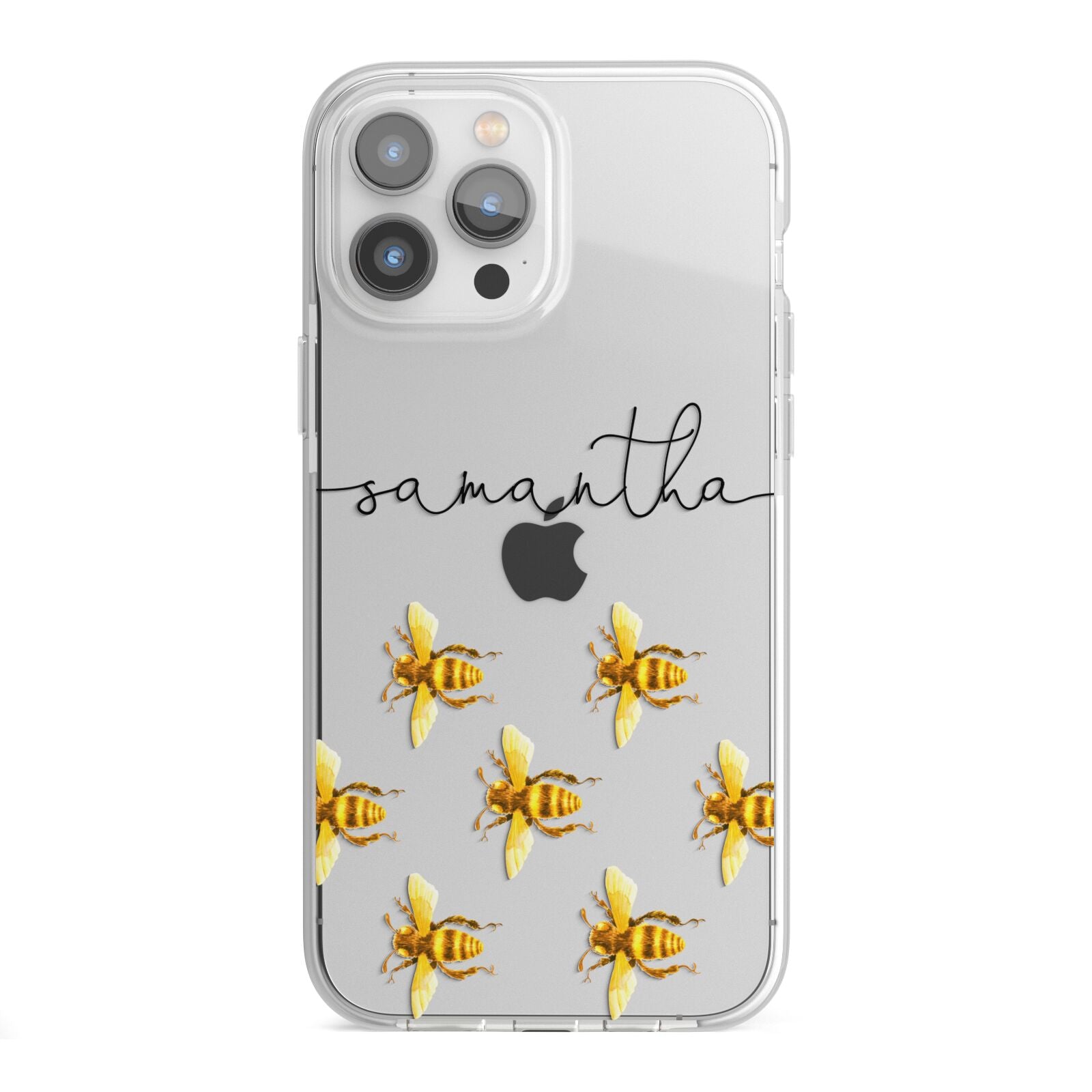 Golden Bees Personalised Name iPhone 13 Pro Max TPU Impact Case with White Edges