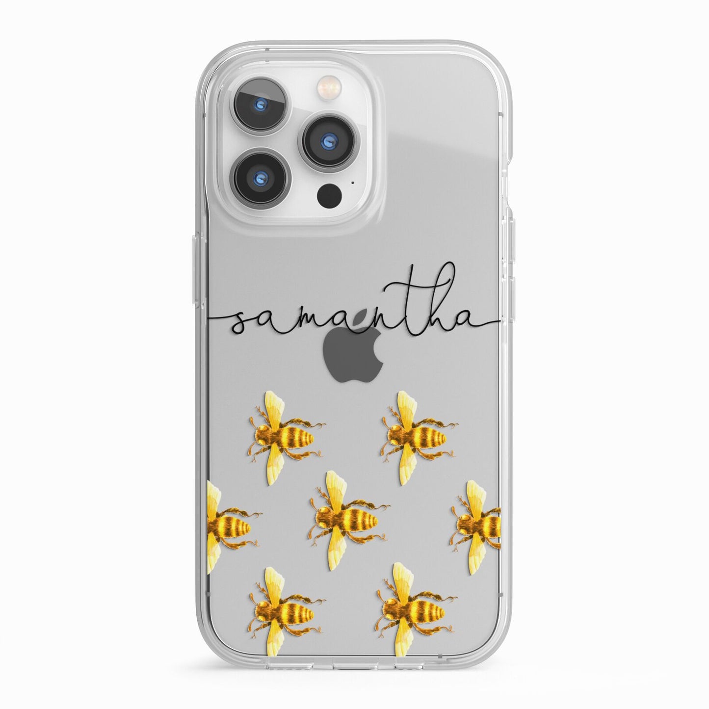 Golden Bees Personalised Name iPhone 13 Pro TPU Impact Case with White Edges