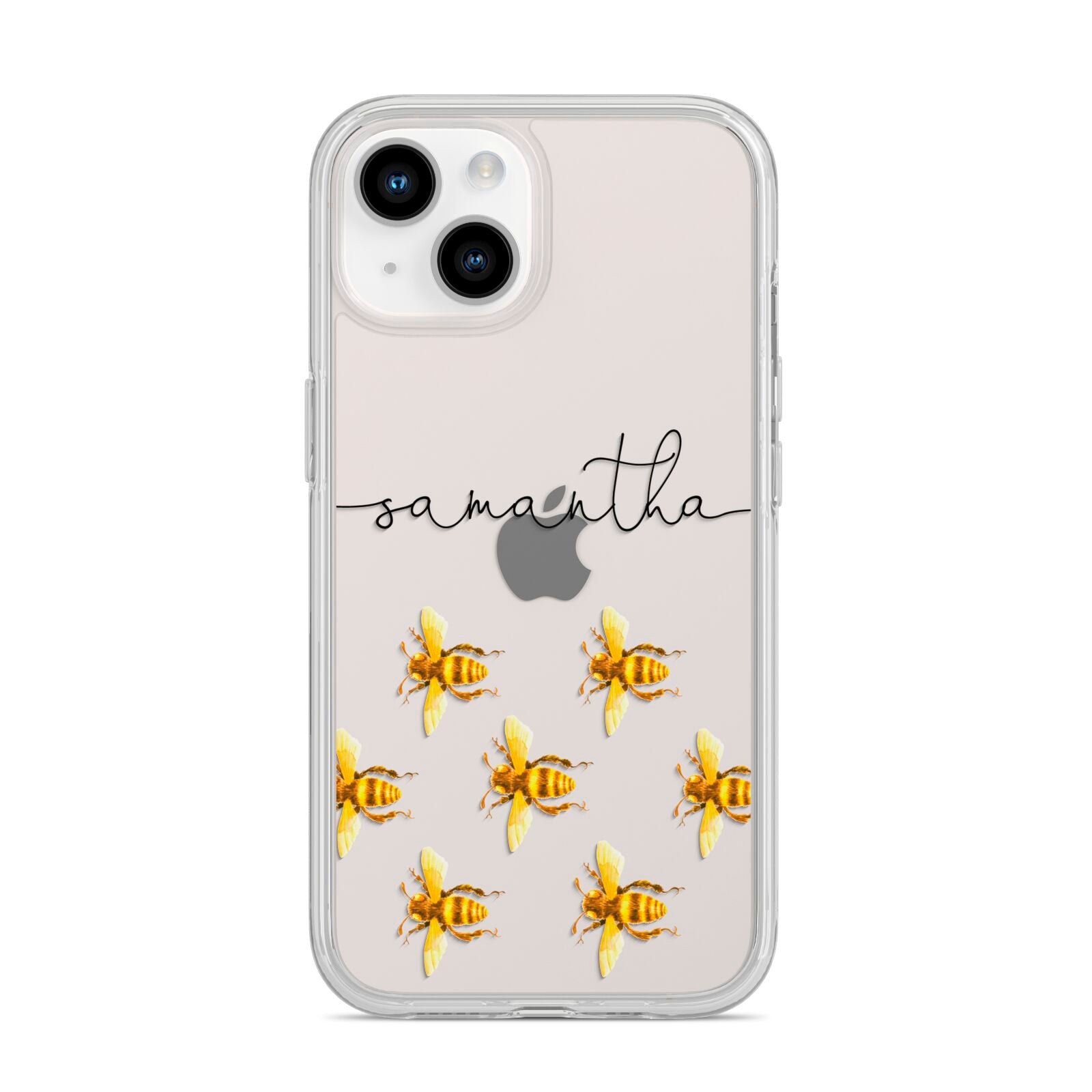 Golden Bees Personalised Name iPhone 14 Clear Tough Case Starlight