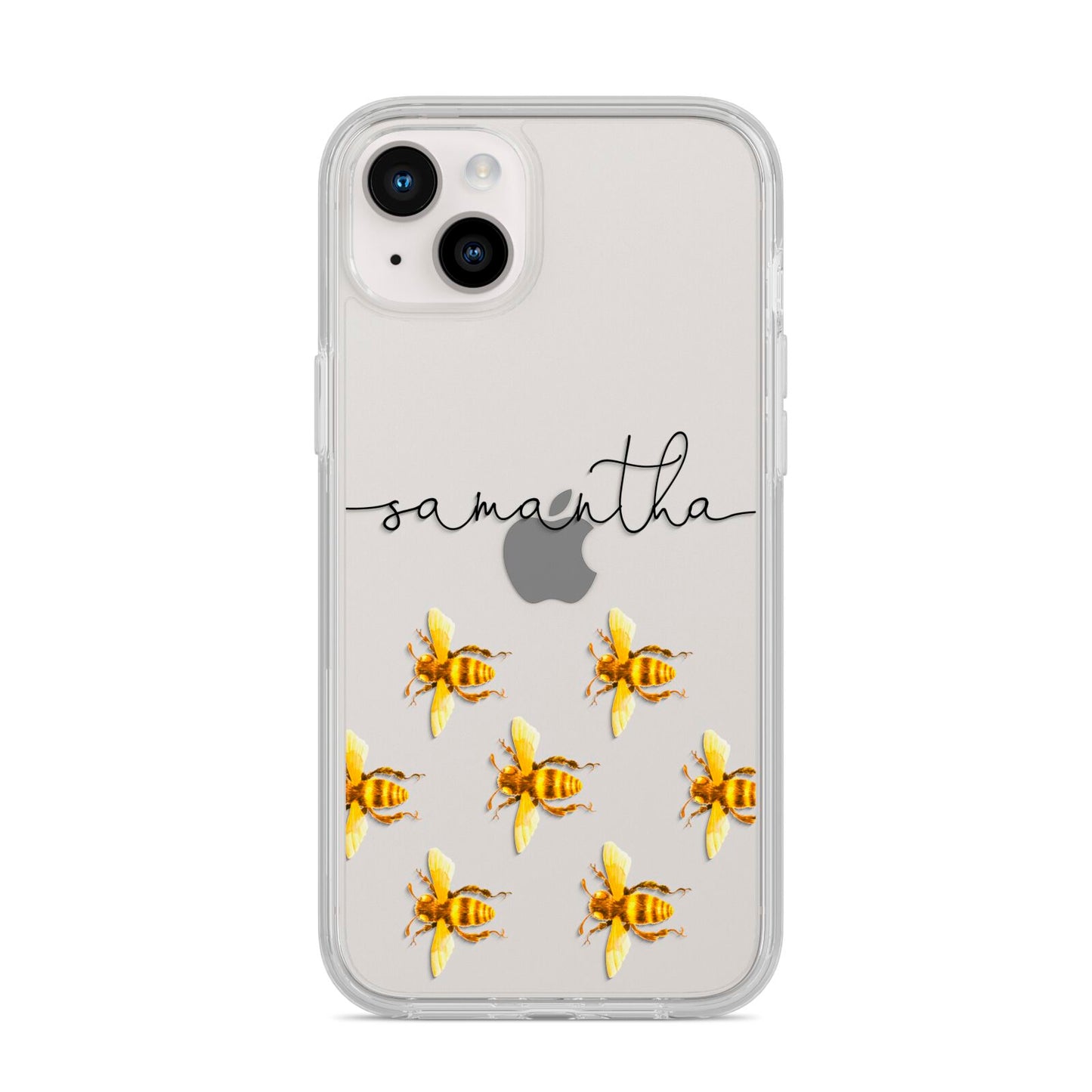 Golden Bees Personalised Name iPhone 14 Plus Clear Tough Case Starlight