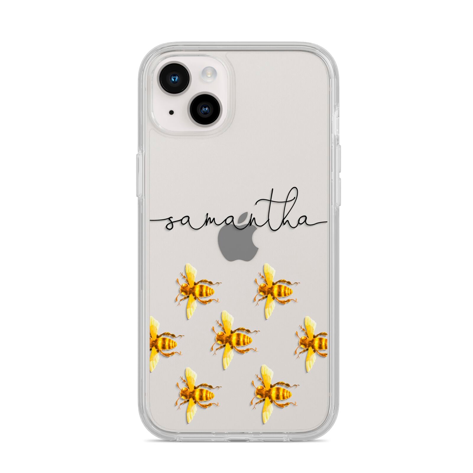 Golden Bees Personalised Name iPhone 14 Plus Clear Tough Case Starlight