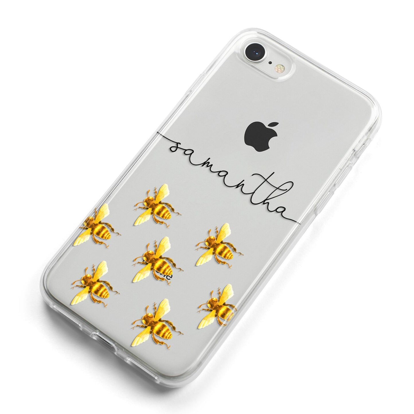 Golden Bees Personalised Name iPhone 8 Bumper Case on Silver iPhone Alternative Image