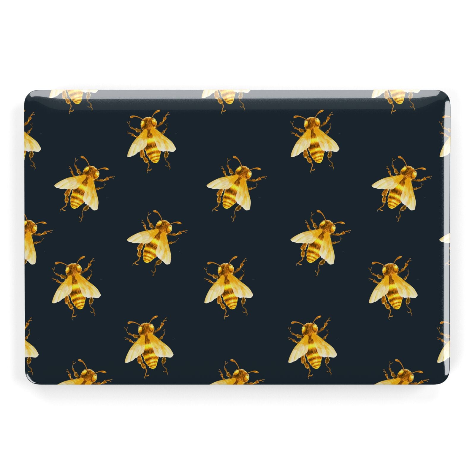 Golden Bees with Navy Background Apple MacBook Case