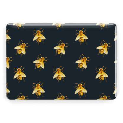 Golden Bees with Navy Background Apple MacBook Case