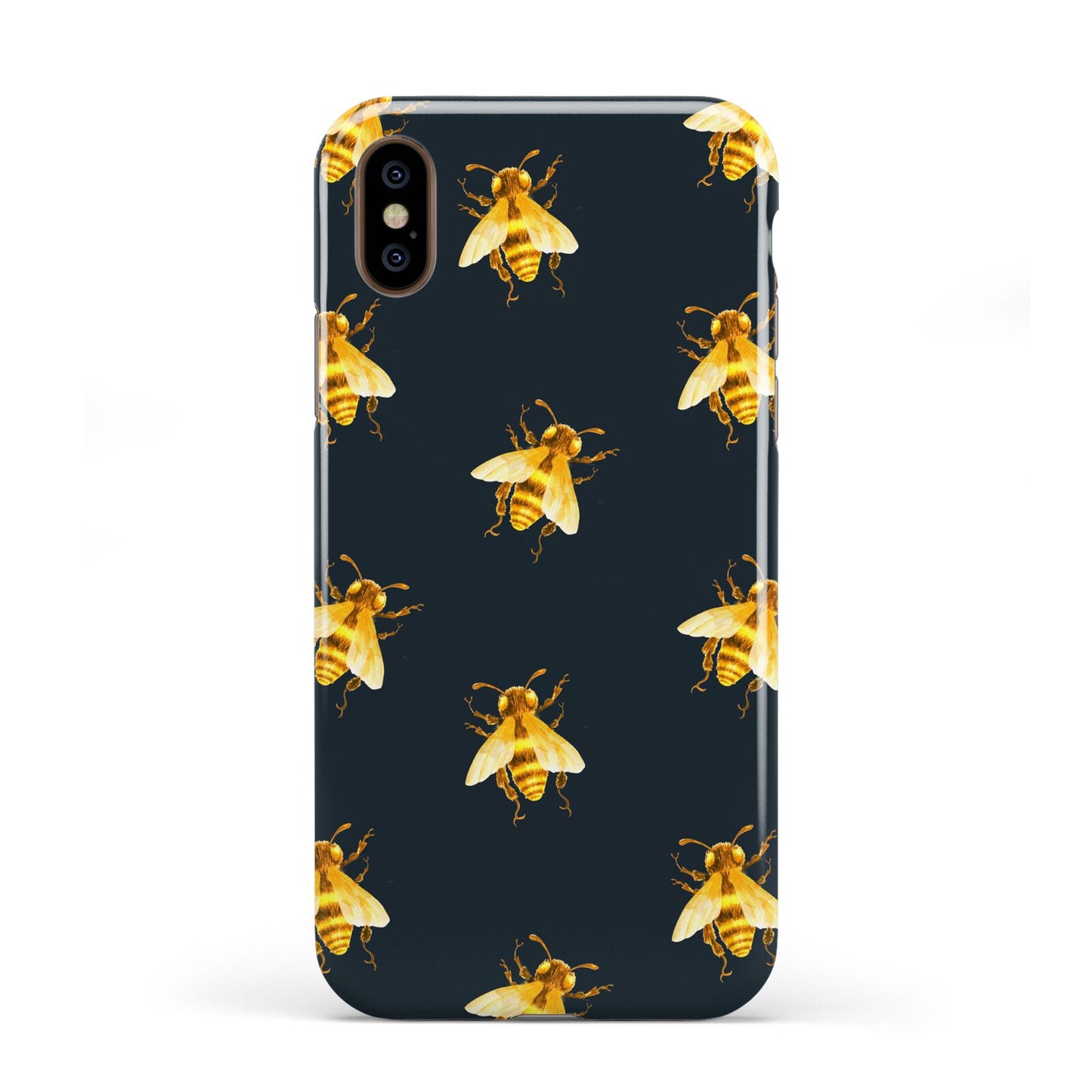 Golden Bees with Navy Background Apple iPhone XS 3D Tough