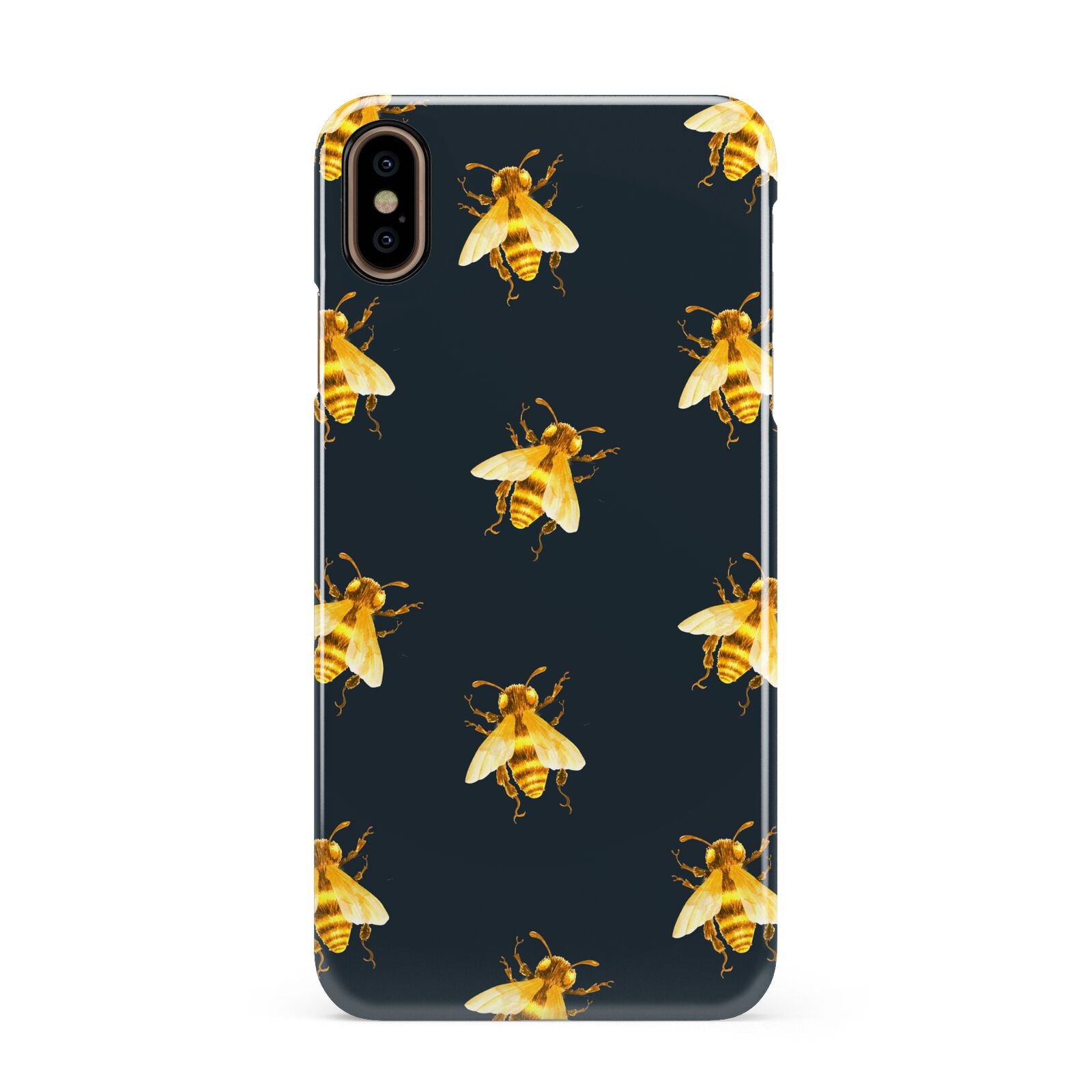 Golden Bees with Navy Background Apple iPhone Xs Max 3D Snap Case