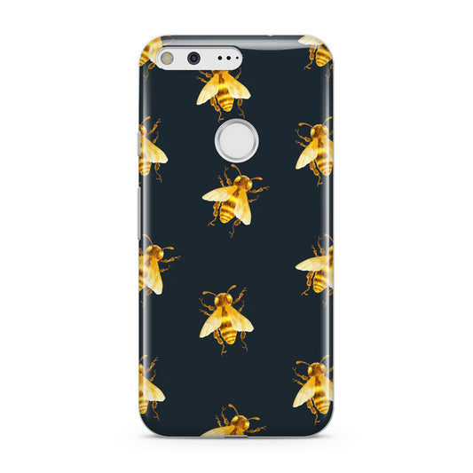 Golden Bees with Navy Background Google Pixel Case