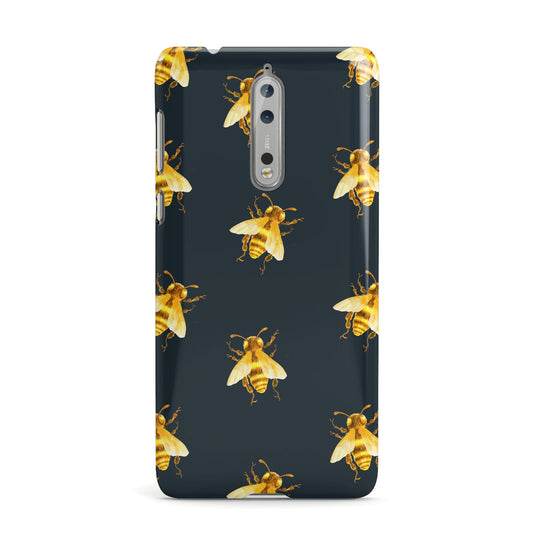 Golden Bees with Navy Background Nokia Case