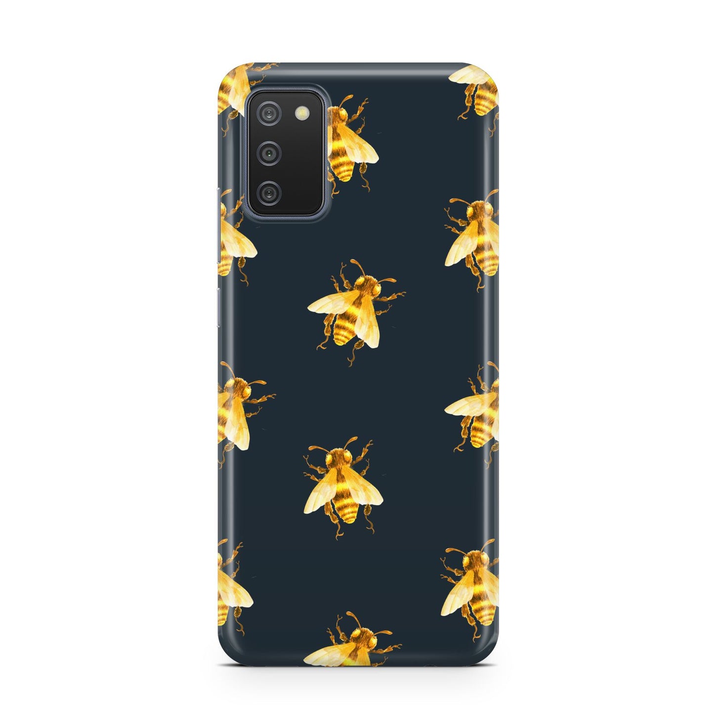 Golden Bees with Navy Background Samsung A02s Case