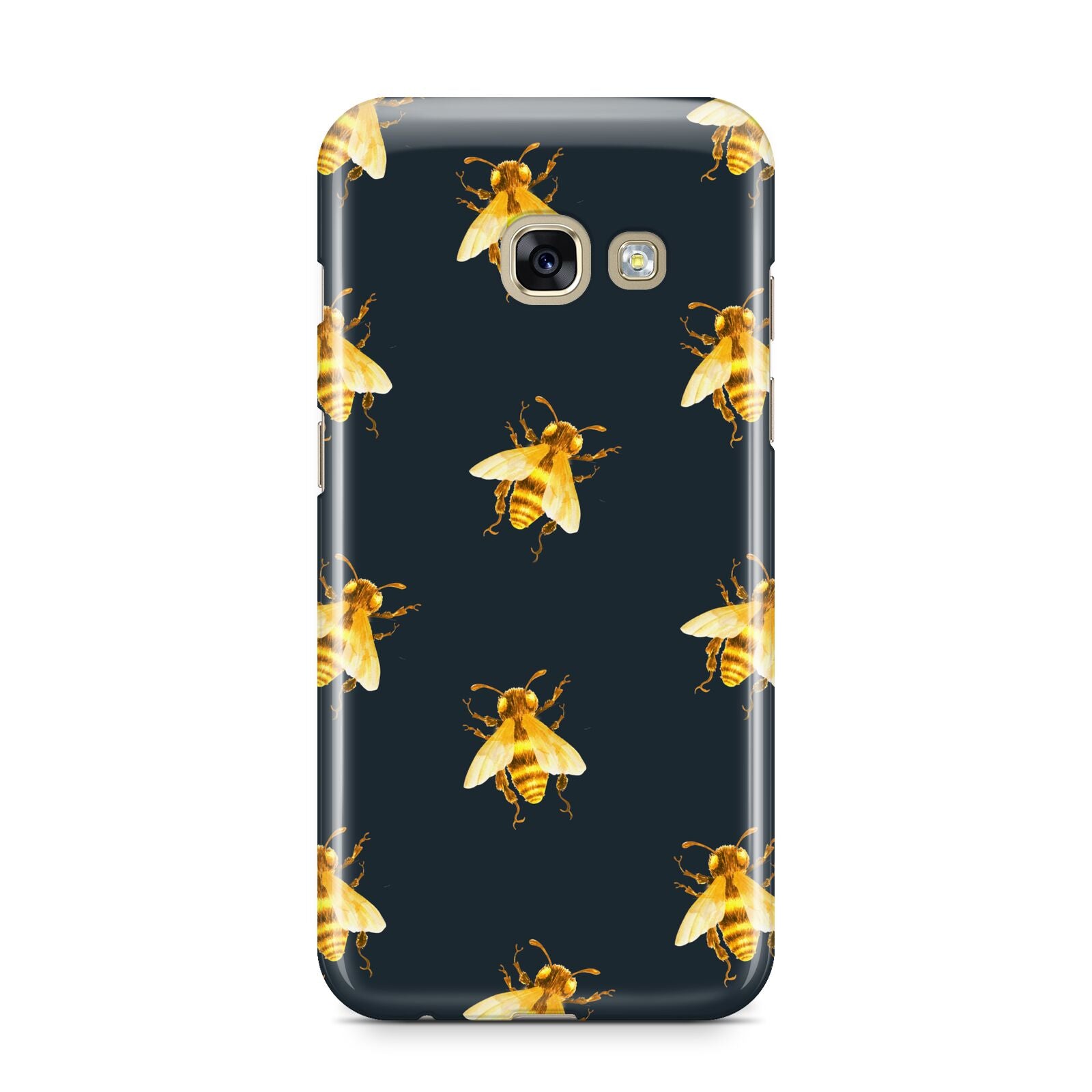 Golden Bees with Navy Background Samsung Galaxy A3 2017 Case on gold phone