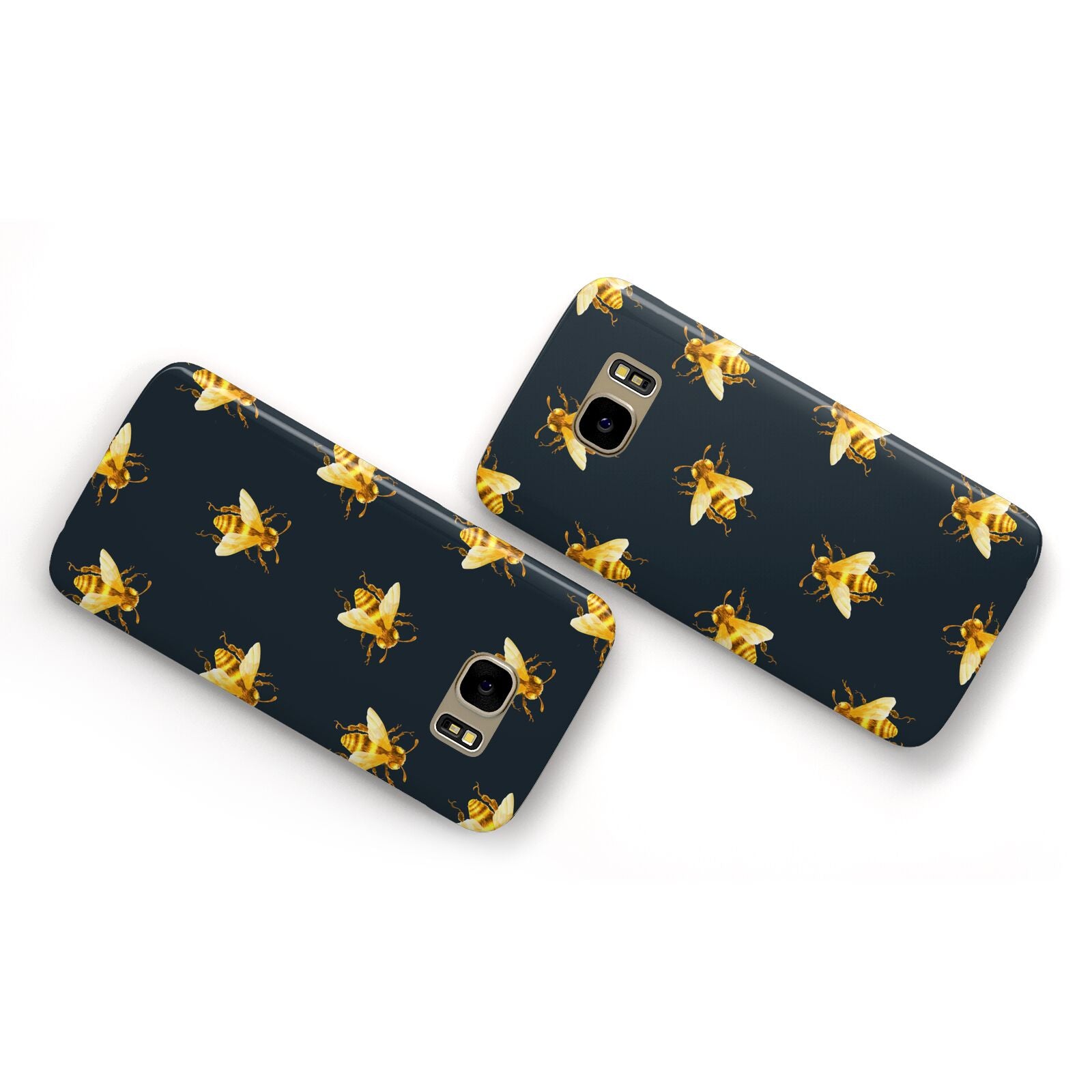 Golden Bees with Navy Background Samsung Galaxy Case Flat Overview