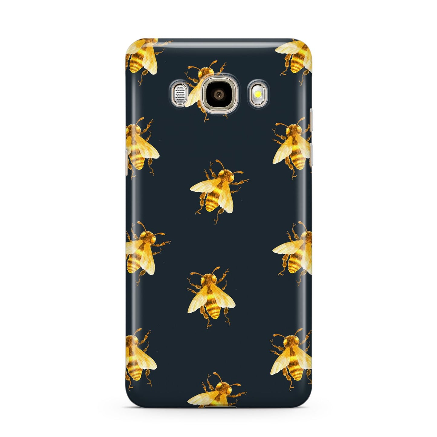 Golden Bees with Navy Background Samsung Galaxy J7 2016 Case on gold phone