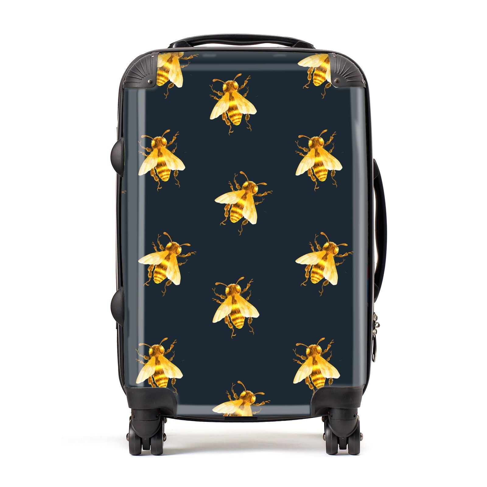 Golden Bees with Navy Background Suitcase